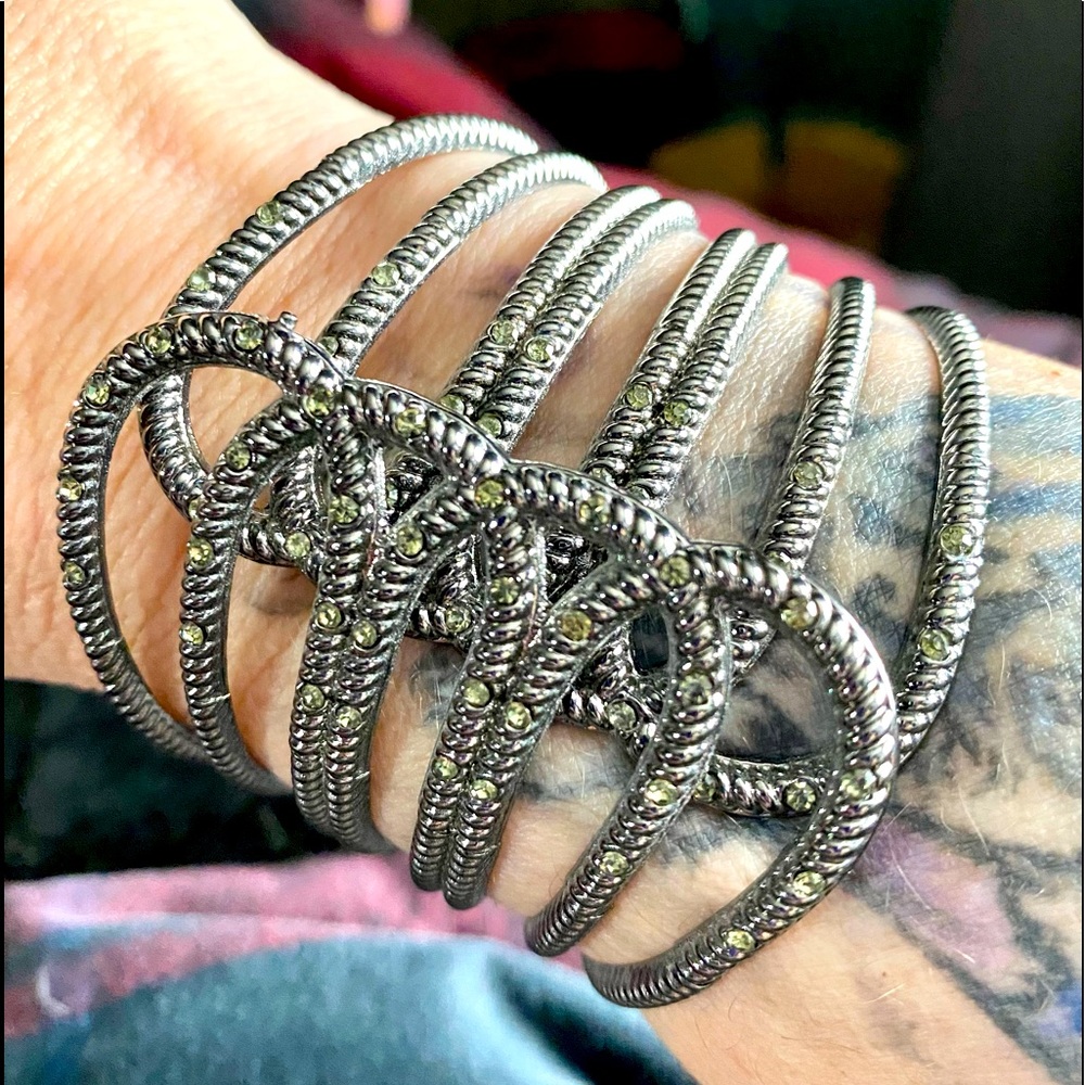 Gunmetal-grey metal cuff bracelet. EUC.
